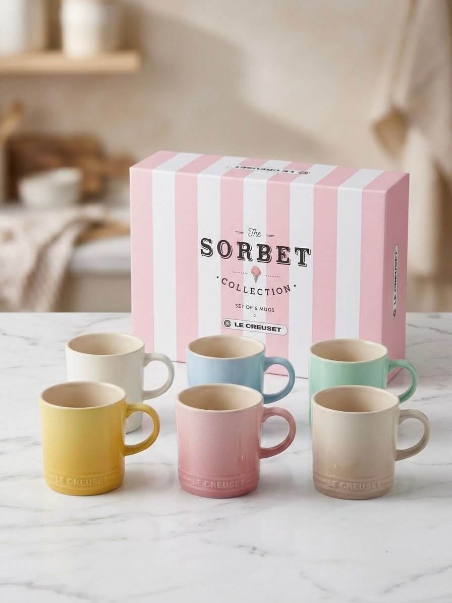 Le Creuset Sorbet Collection Stoneware Mugs (Set of 6) – 350ml