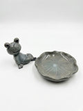 Grey Frog Incense Stick Holder with Bowl