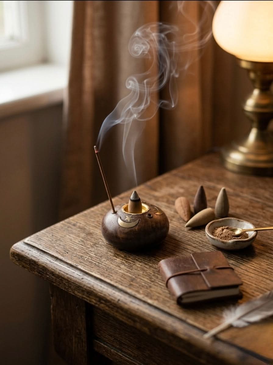 Moon & Star Incense Stick and Cone Holder 4.5cm