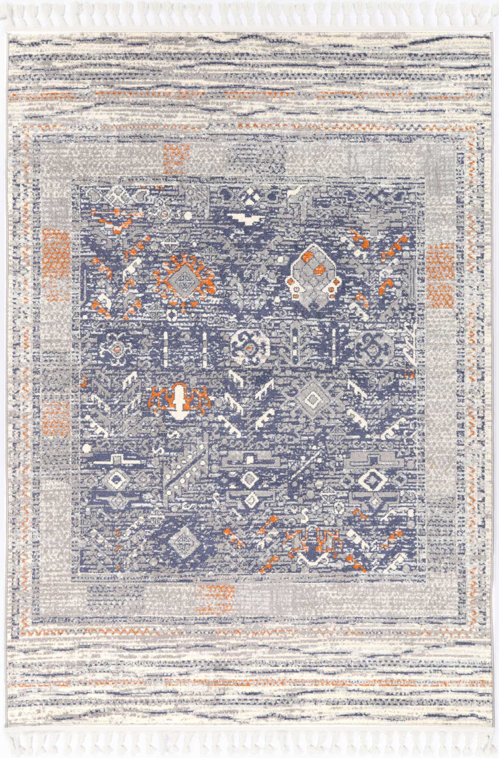 Inca Santiago Blue & Cream Contemporary Rug - INCA04 full product view