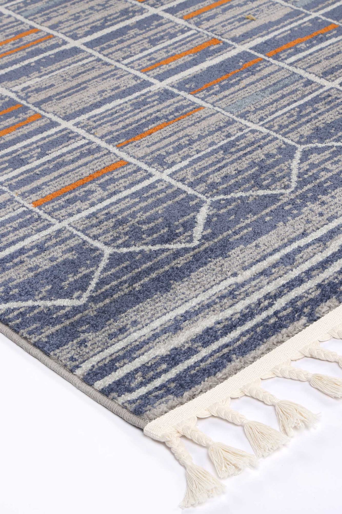 Inca Talca Blue & Orange Contemporary Rug - INCA05 – view 3