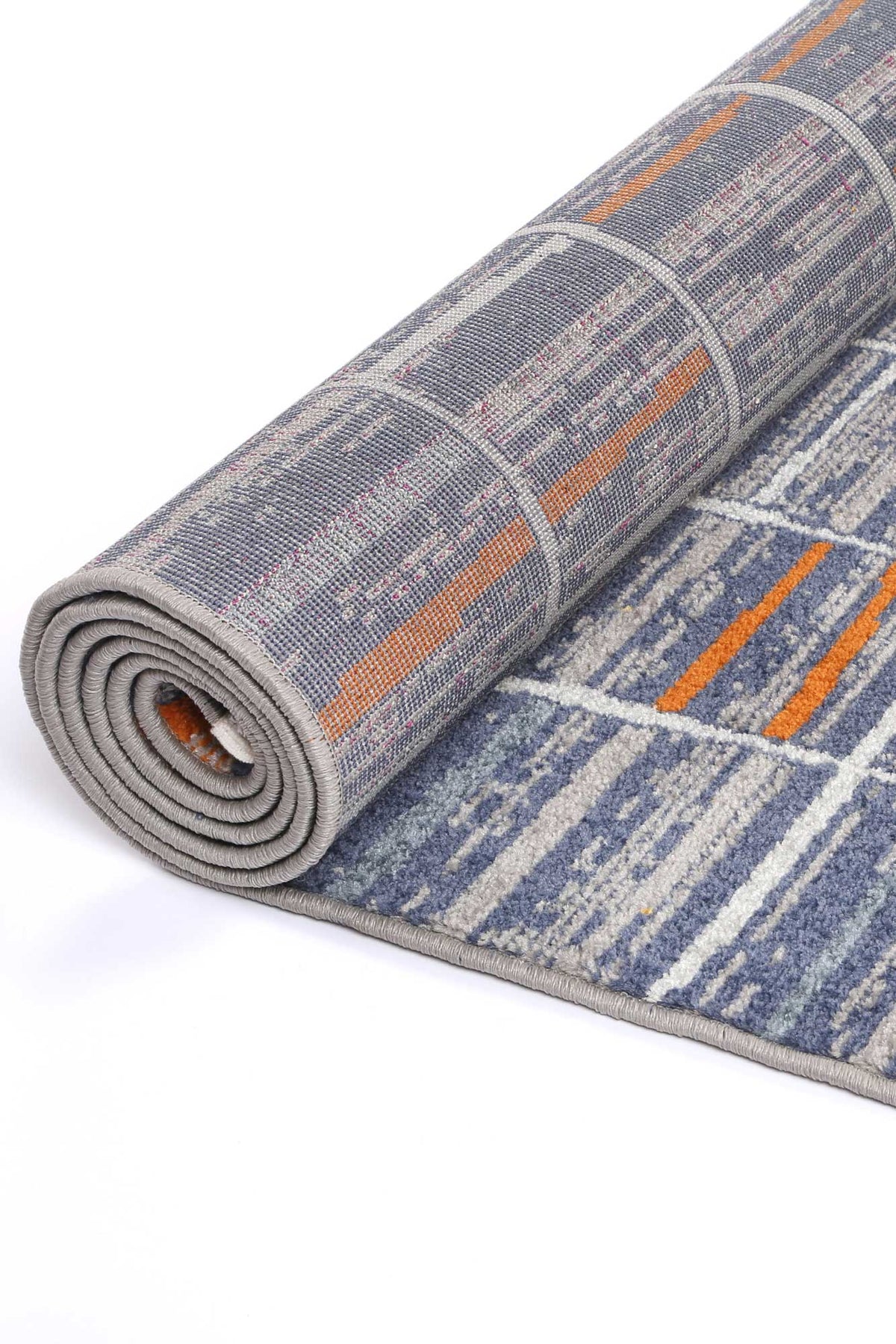 Inca Talca Blue & Orange Contemporary Rug - INCA05 – view 4