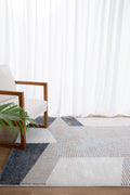 Indulgence Geometric Shapes Blue Multi Rug - INDU006 styled with furniture