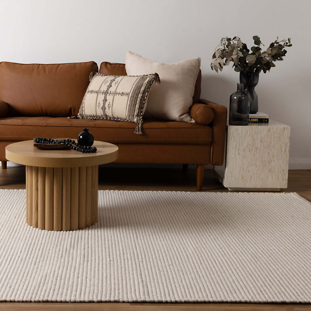 Nature Ivory recycled wool rug - styled view