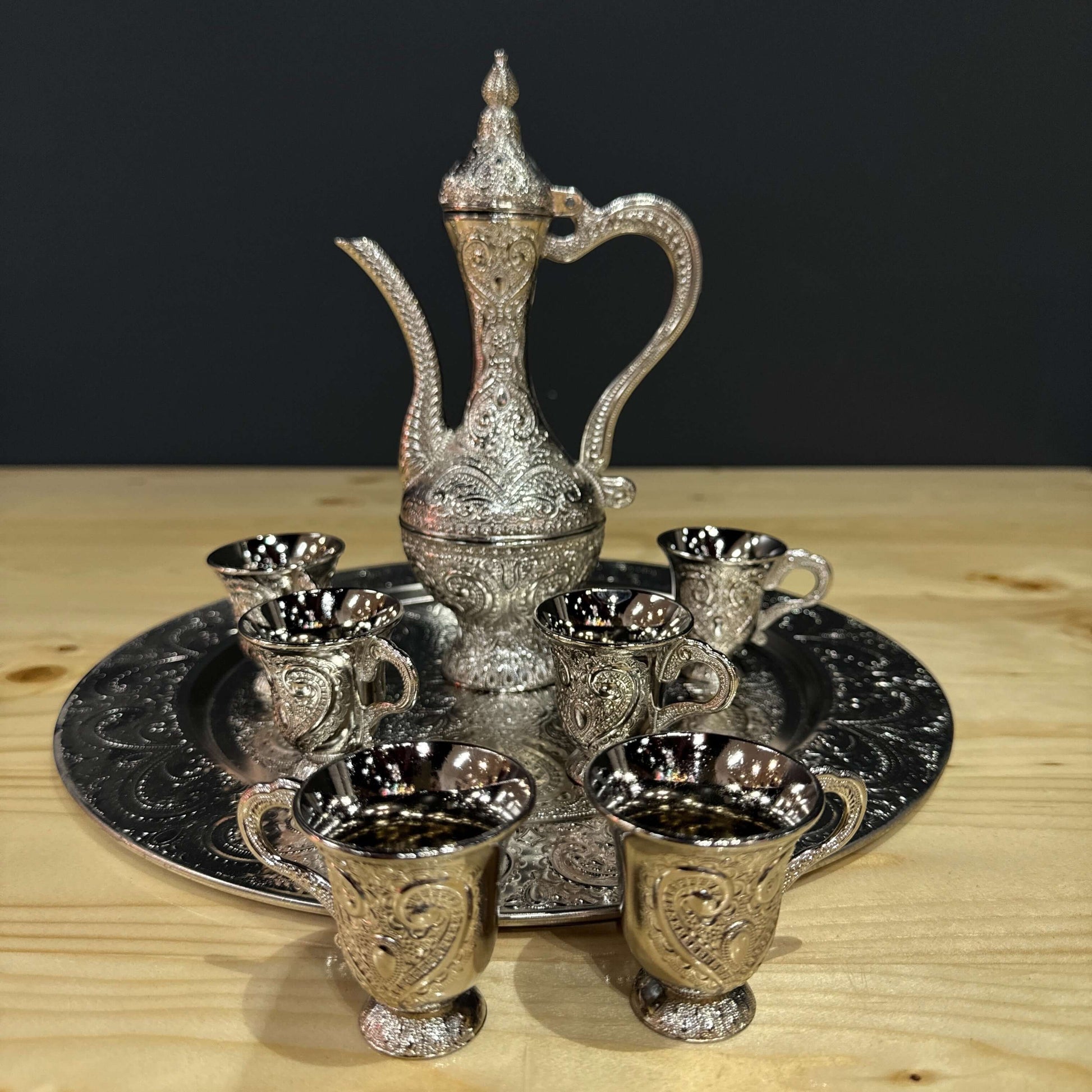 Silver Luxury Ibrik Set with Tray and Cups