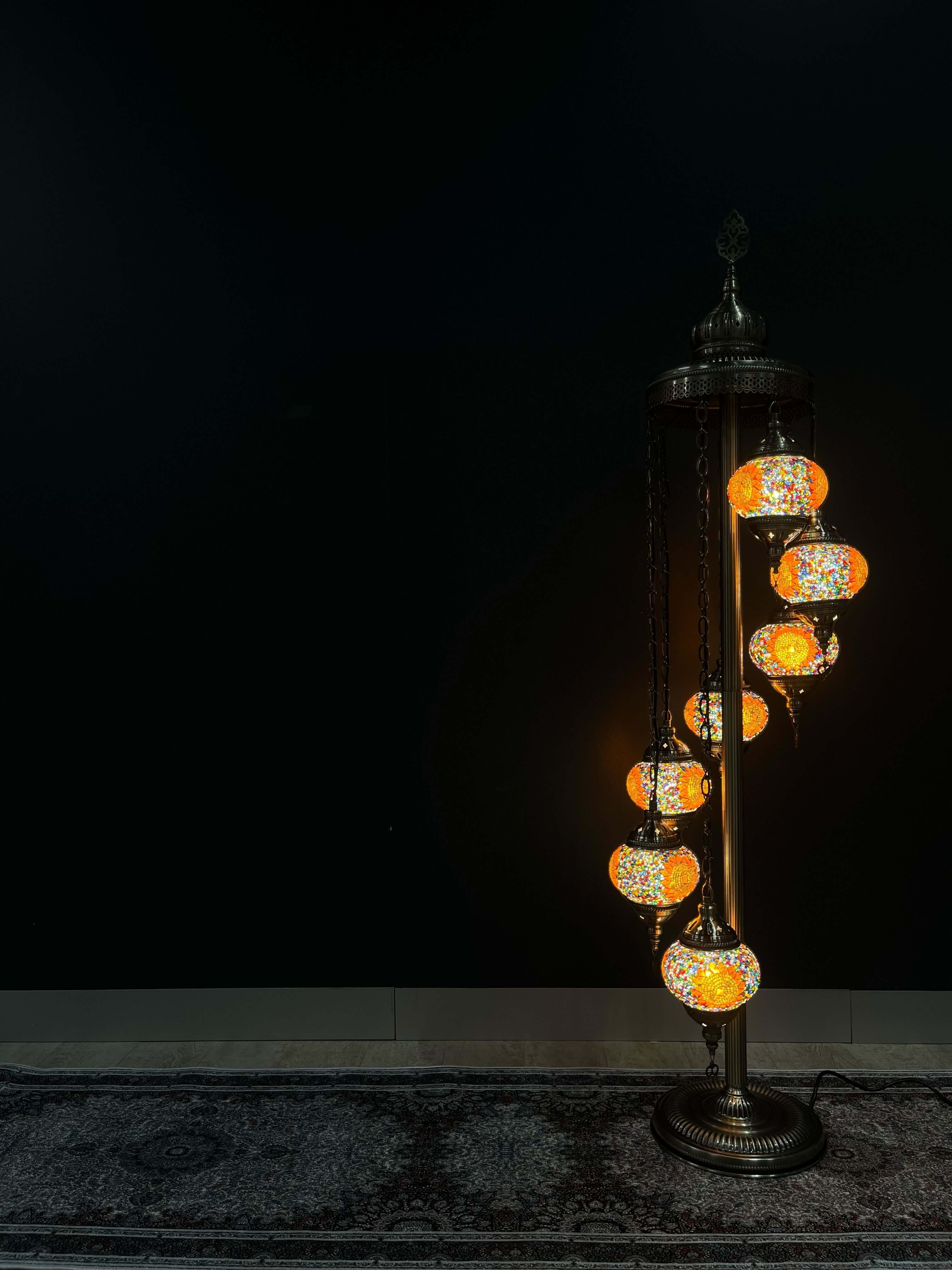 Turkish Mosaic Floor Lamp 7pc- Sunflower