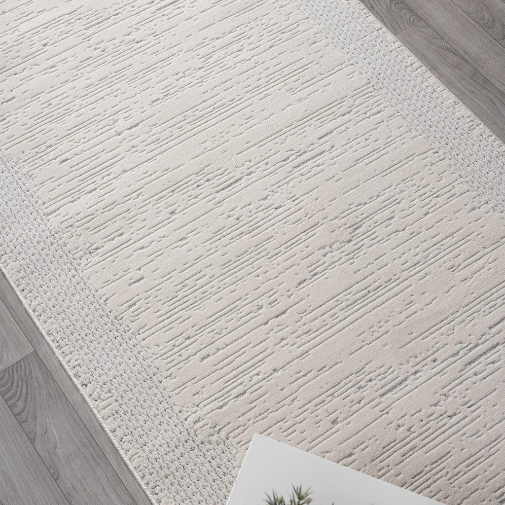 Ivory Hallway Runner Rug with plush, non-shed pile and all-side binding. Power-loomed in Türkiye for durable, easy-care style in busy corridors.