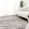 Jade Distressed Lines Grey Rug - JADE002 styled with furniture