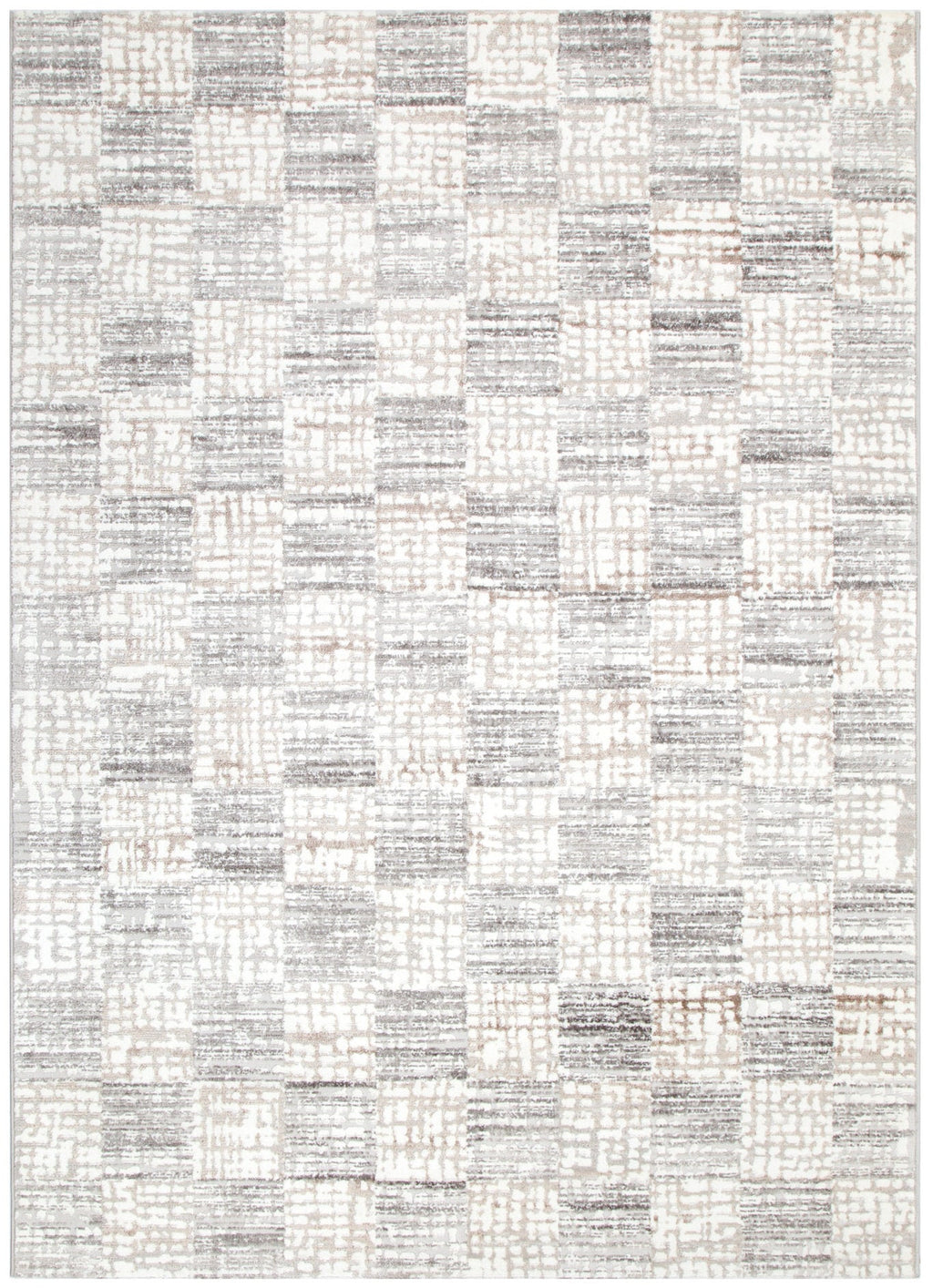 Jade Distressed Checkers Grey Beige Rug - JADE004 – view 2