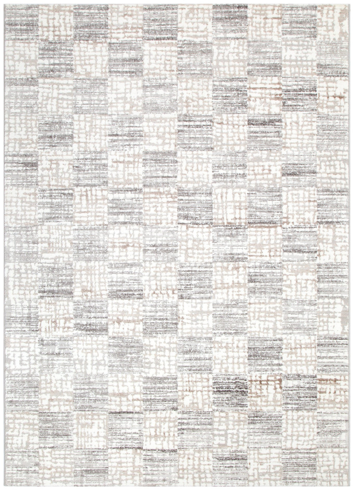 Jade Distressed Checkers Grey Beige Rug - JADE004 – view 2