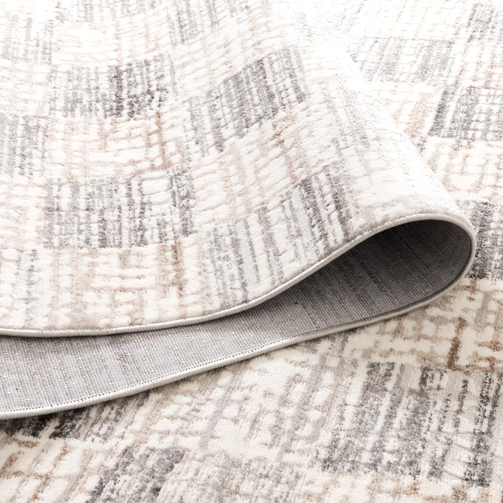 Jade Distressed Checkers Grey Beige Rug - JADE004 – view 4