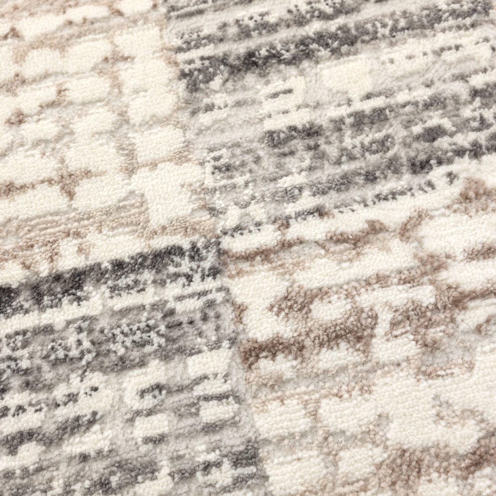 Jade Distressed Checkers Grey Beige Rug - JADE004 – view 6