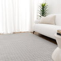 Jade Geometric Shapes Grey Rug - JADE006 styled with furniture