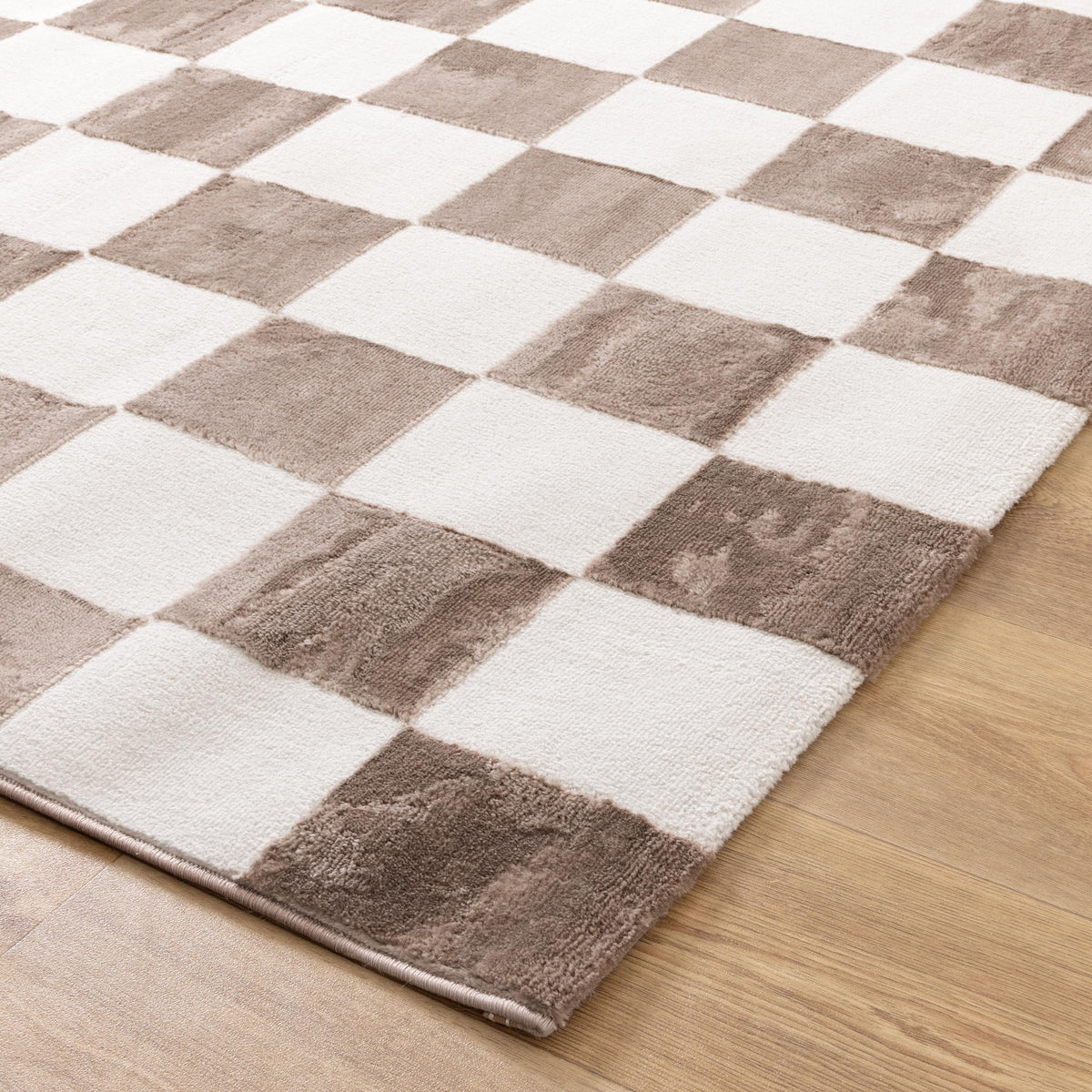 Jade JADE007 Cream Brown Checkered Rug – view 3