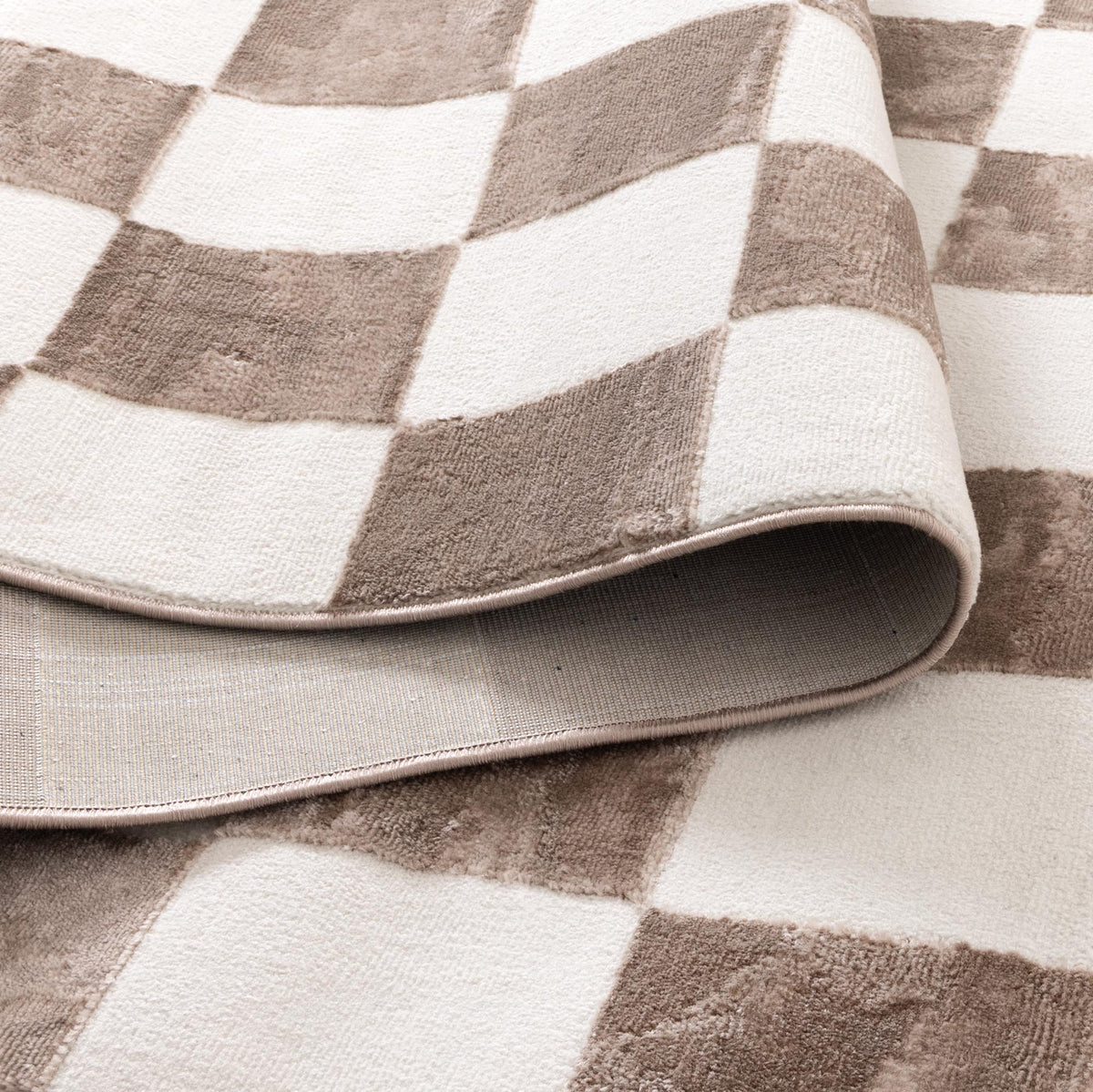 Jade JADE007 Cream Brown Checkered Rug – view 4