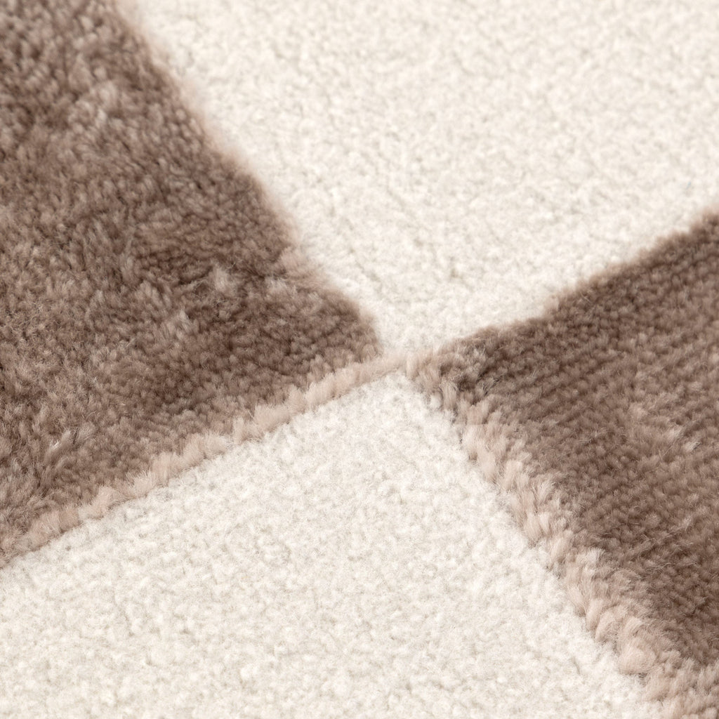 Jade JADE007 Cream Brown Checkered Rug – view 6