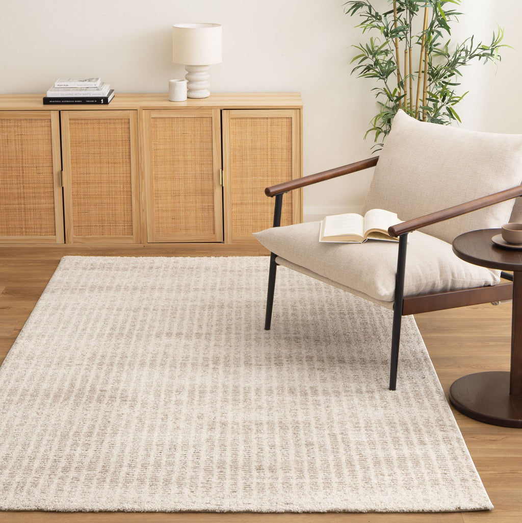 Korra K300 Ivory Geometric Rug styled with furniture