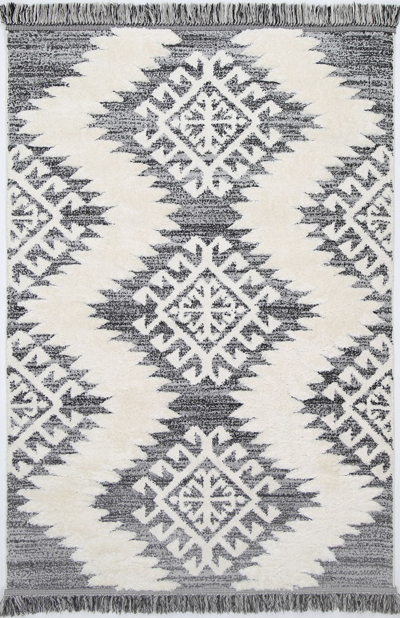 Kaza Tribal Cream Anthracite Rug - 8752A CREA – view 2