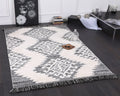 Kaza Tribal Cream Anthracite Rug - 8752A CREA styled with furniture