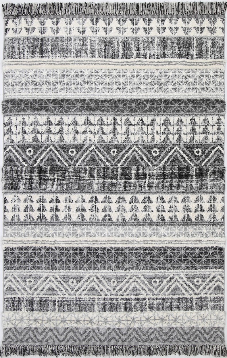 Kaza Tribal Lines Cream Anthracite Rug - 9010A GREY – view 2