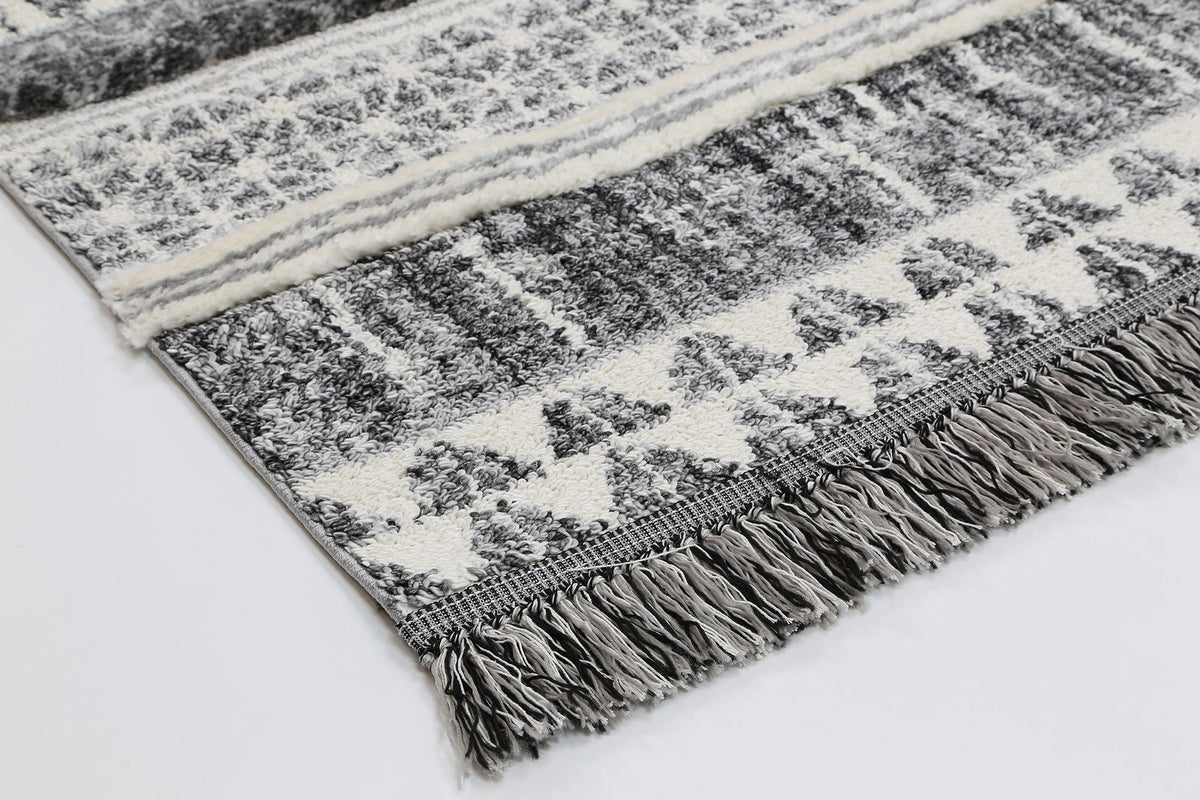 Kaza Tribal Lines Cream Anthracite Rug - 9010A GREY – view 3