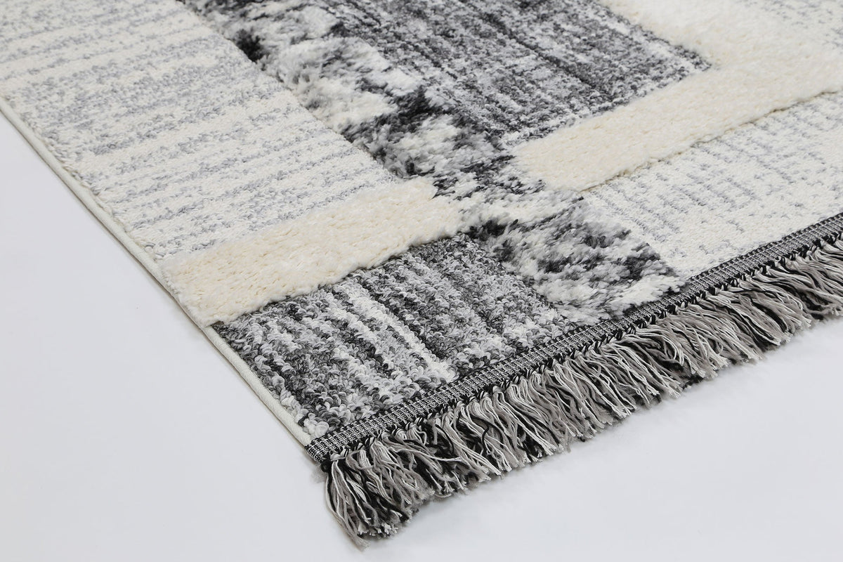 Kaza Tribal Modern Cream Anthracite Rug - 9011B CREA – view 3