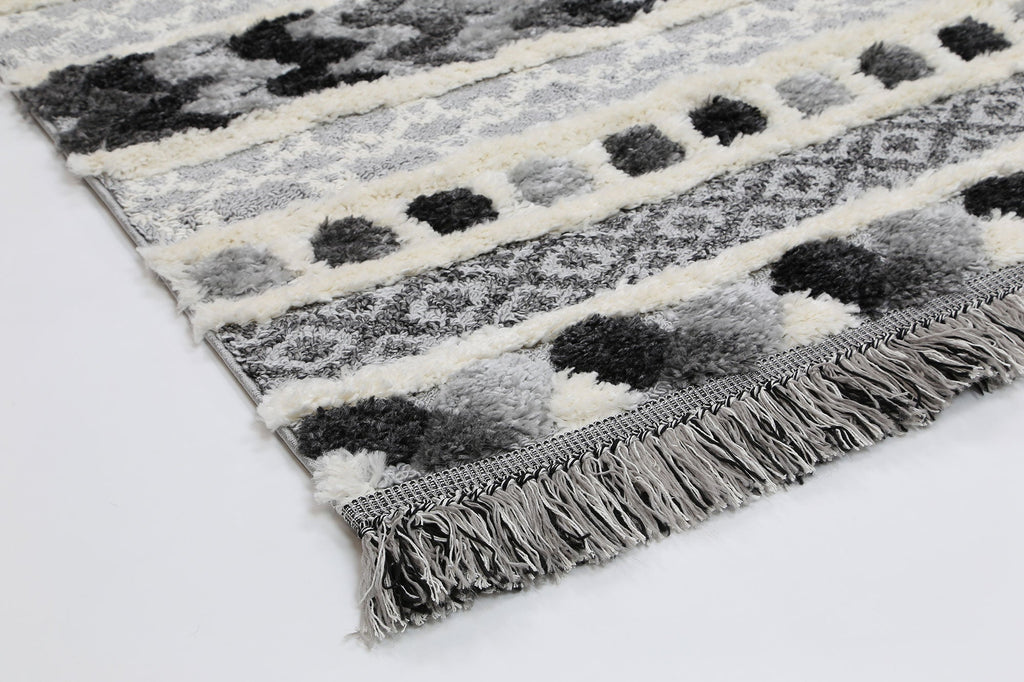 Kaza Tribal Carved Cream Anthracite Rug - 9025A GREY – view 5