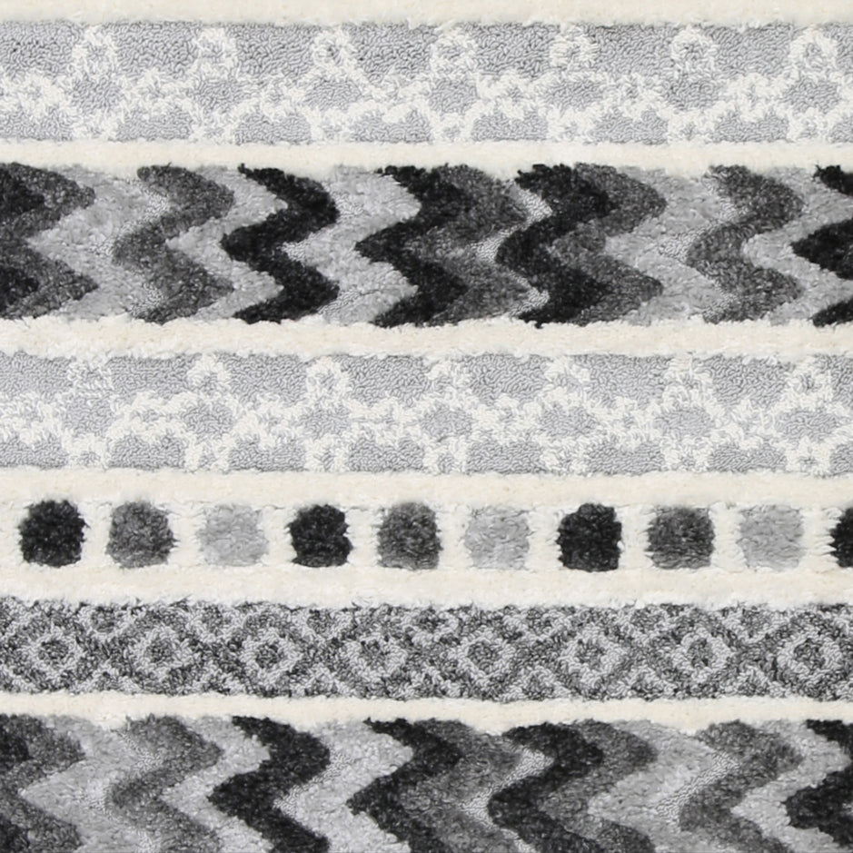 Kaza Tribal Carved Cream Anthracite Rug - 9025A GREY – view 3