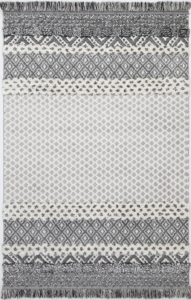 Kaza Tribal Edge Cream Anthracite Rug - 9030A GREY – view 2