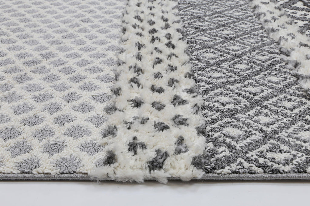 Kaza Tribal Edge Cream Anthracite Rug - 9030A GREY – view 5