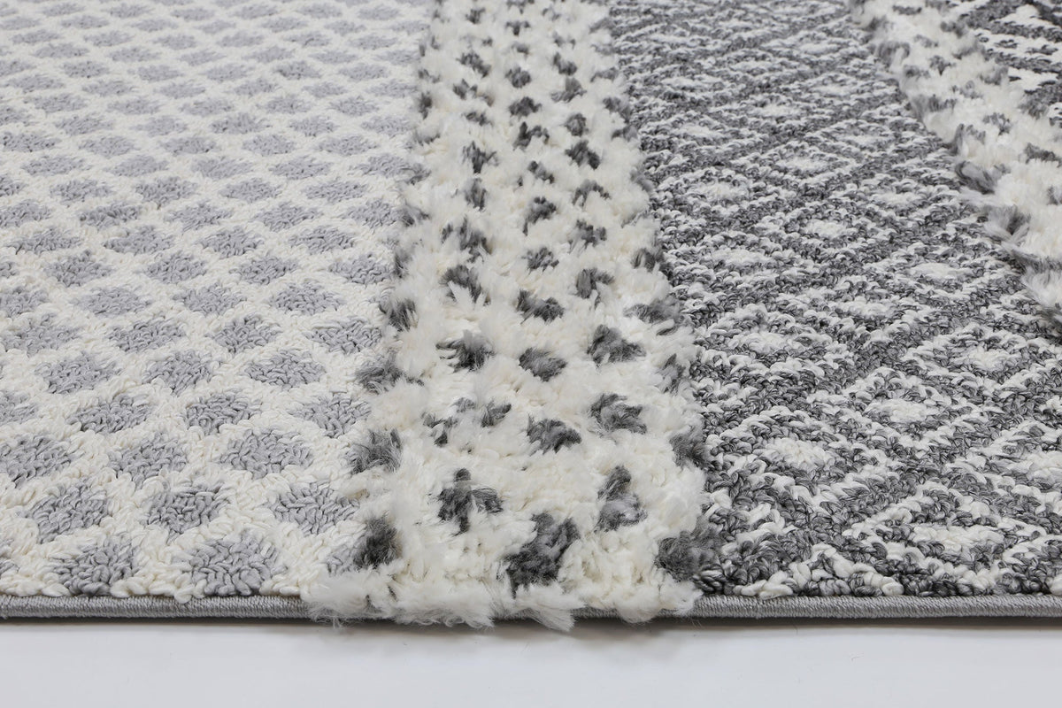 Kaza Tribal Edge Cream Anthracite Rug - 9030A GREY – view 5