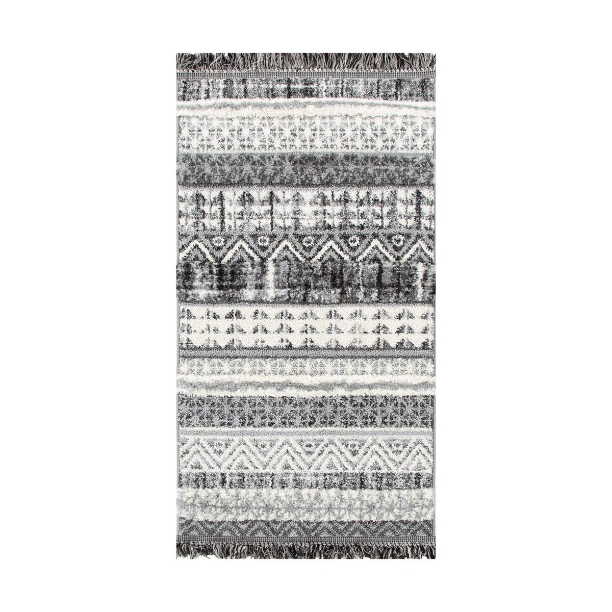 Kaza Tribal Lines Cream Anthracite Rug - 9010A GREY – view 7