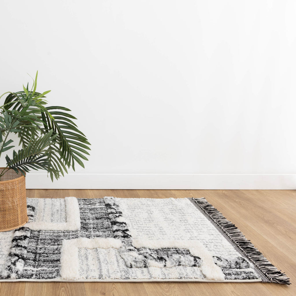 Kaza Tribal Modern Cream Anthracite Rug - 9011B CREA – view 9