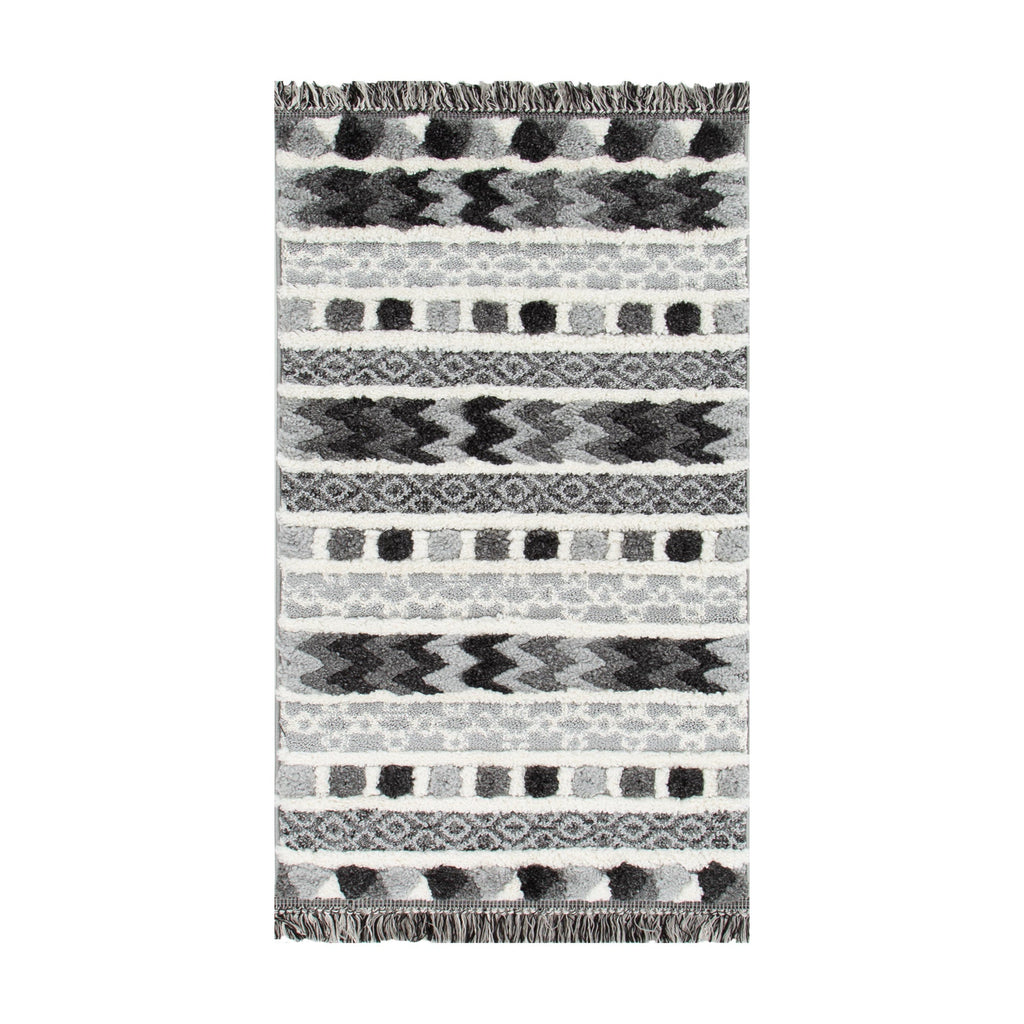 Kaza Tribal Carved Cream Anthracite Rug - 9025A GREY – view 8