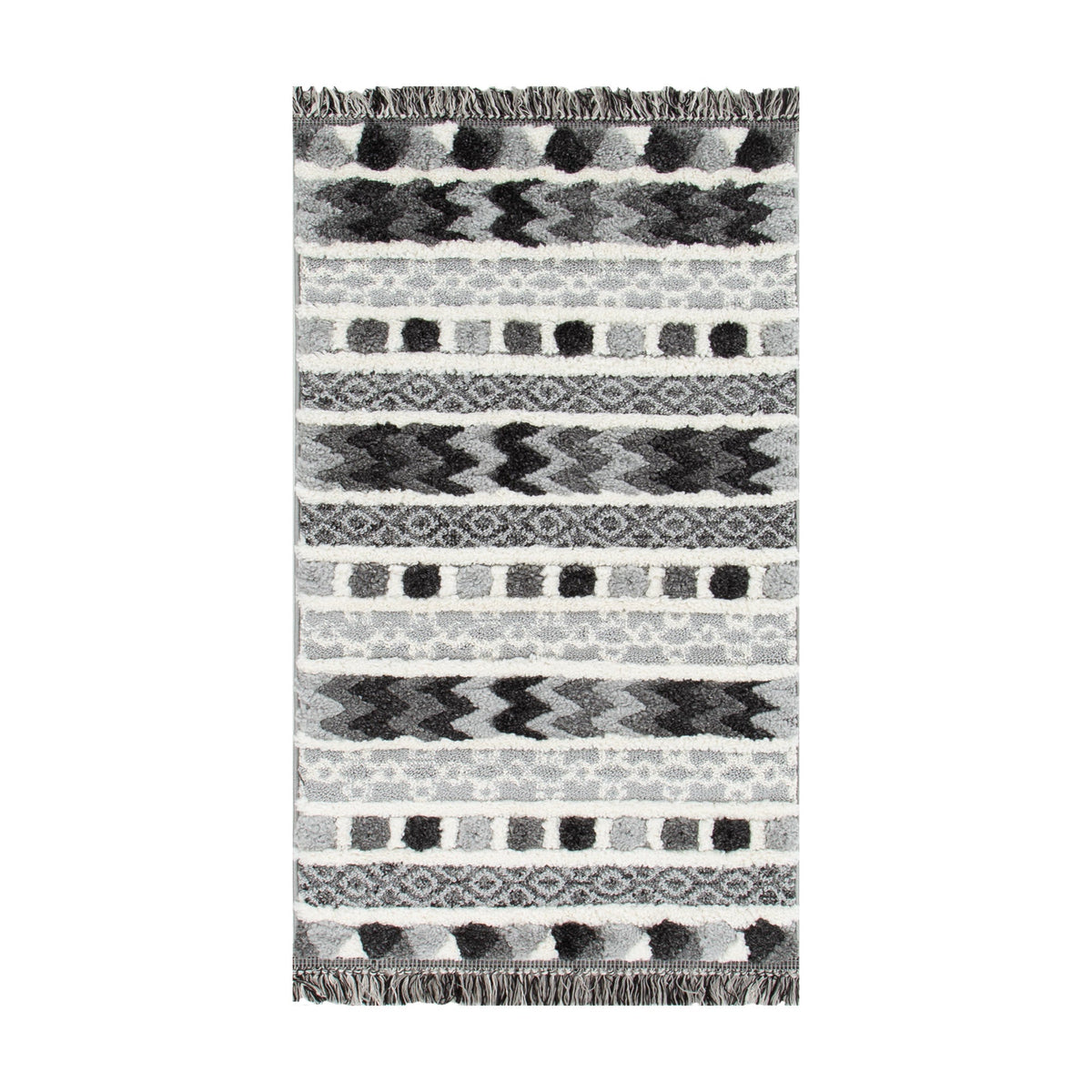 Kaza Tribal Carved Cream Anthracite Rug - 9025A GREY – view 8