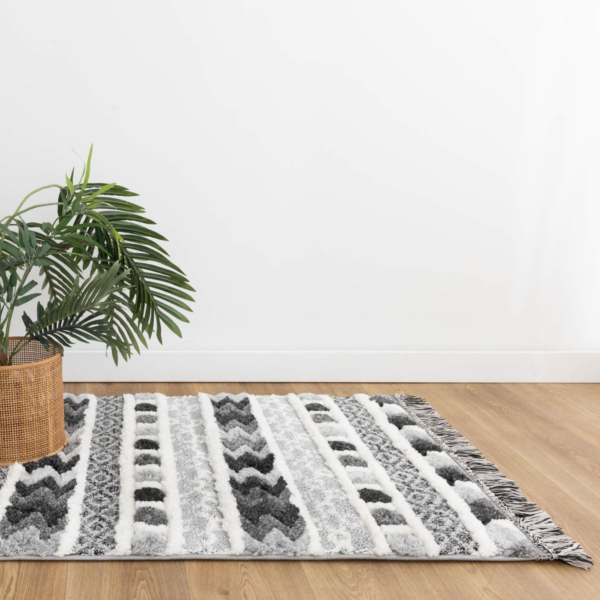 Kaza Tribal Carved Cream Anthracite Rug - 9025A GREY – view 7
