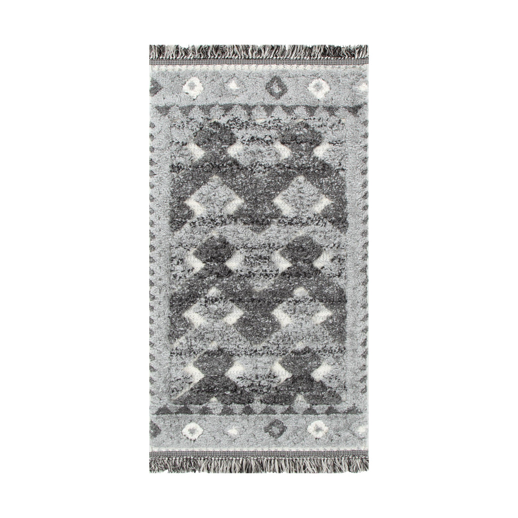 Kaza Tribal Carved Lines Cream Anthracite Rug - 9027B CREA – view 8
