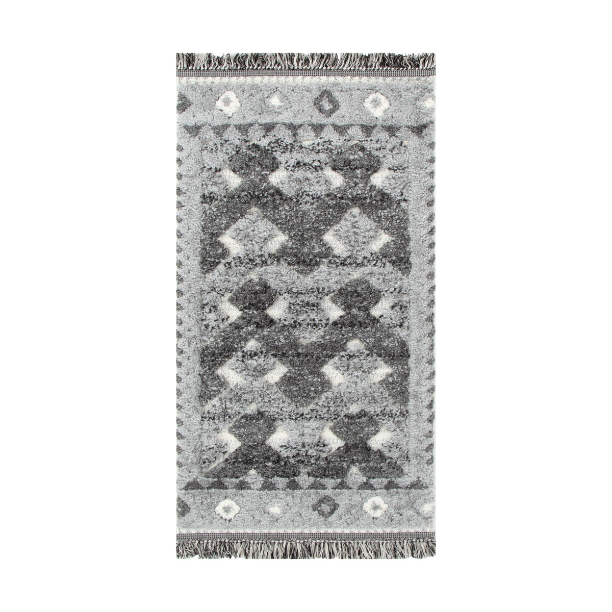 Kaza Tribal Carved Lines Cream Anthracite Rug - 9027B CREA – view 8