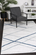 Kimberley Lattice Light Blue Contemporary Rug - 2LBLU styled with furniture