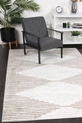 Kimberley Diamond Latte Contemporary Rug - 3LATT styled with furniture