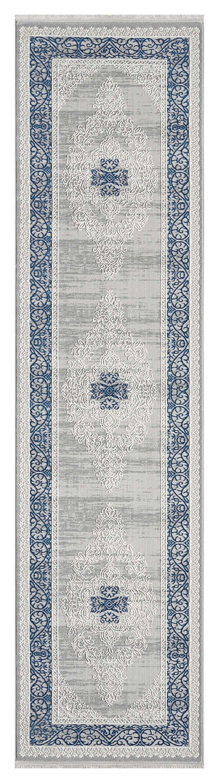 Kervan Rug A7114 Grey Blue Hallway Runner, Kervan Rug - A7114 Grey Blue Hallway Runner for Style
