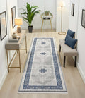 Kervan Rug A7114 Grey Blue Hallway Runner, Kervan Rug - A7114 Grey Blue Hallway Runner for Style