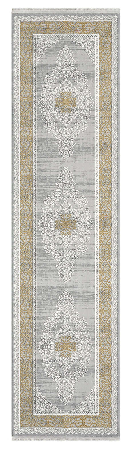 Kervan Rug A7114 Grey Gold Hallway Runner, Kervan Rug: A7114 Grey & Gold Hallway Runner