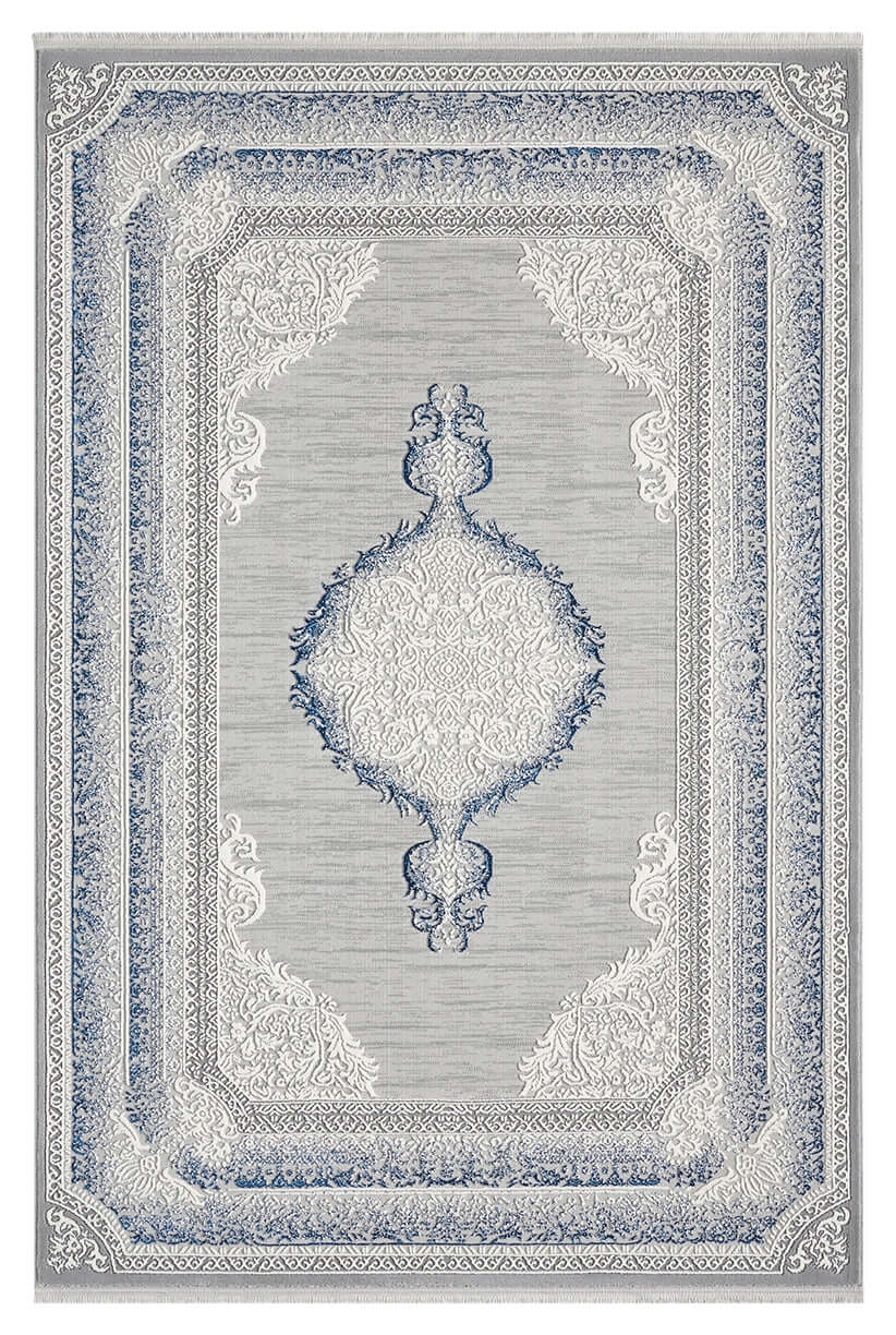Kervan Rug AK187 Grey Blue Turkish Rug, Kervan Rug - A7114 Grey Gold Turkish Rug for Busy Homes
