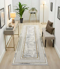 Kervan Rug AK076 Grey Gold Hallway Runner, Kervan Rug AK076 Grey Gold Hallway Runner for Elegant Spaces