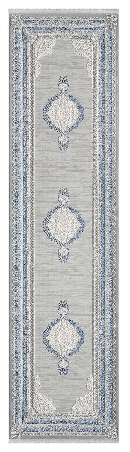 Kervan Rug AK187 Grey Blue Hallway Runner, Kervan Rug AK187 Grey Blue Hallway Runner - Style Your Home