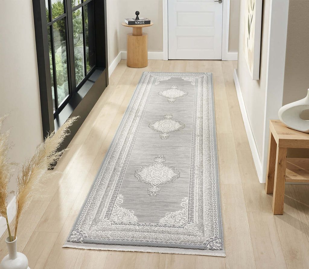 Kervan Rug AK187 Grey Grey Hallway Runner, Kervan Rug AK187 Grey Hallway Runner for Stylish Spaces