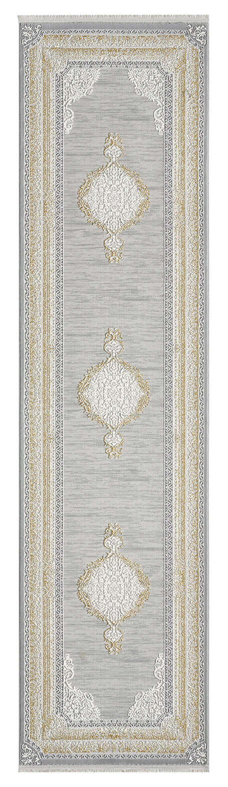 Kervan Rug AK187 Grey Gold Hallway Runner, Kervan Rug AK187 - Stylish Grey Gold Hallway Runner