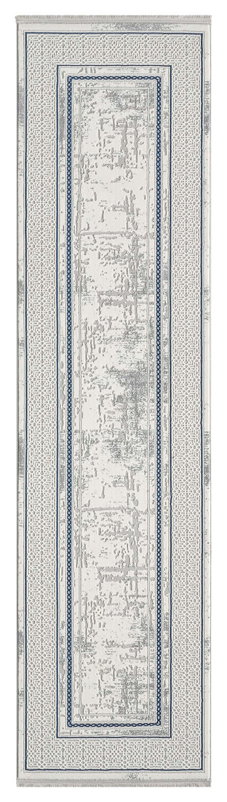 Kervan Rug AK076 Grey Blue Hallway Runner, Kervan Rug - Grey Blue Hallway Runner for Stylish Decor