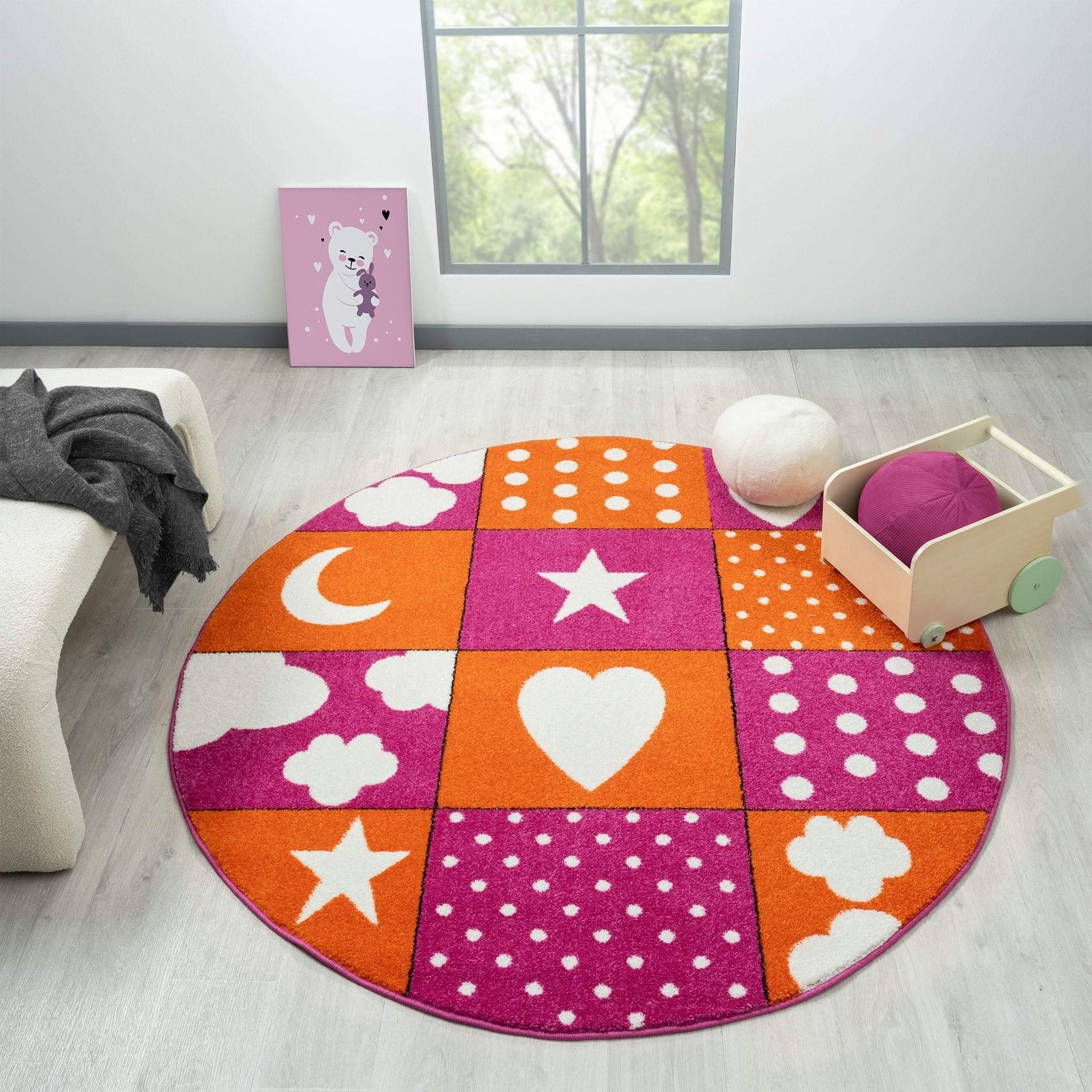 Kids Rugs Kidsville 573 Pink Round